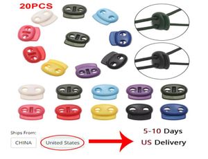 200Pcs Plastic Stopper Double Holes Cord Lock Bean Toggle Clip Toggles Cord Apparel Shoelace Buttons Sportswear Accessories2088710