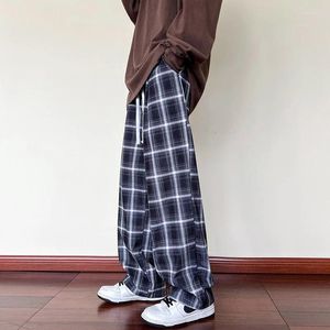 Männer Hosen 2024 Herbst Cord Vintage Plaid Männer Streetwear Breite Bein Baggy Harajuku Mode Casual Kordelzug Hosen