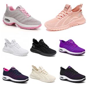 Tênis de corrida caminhadas novos homens mulheres sapatos planos sola macia moda roxo branco preto confortável esportes bloqueio cor Q49-1 gai