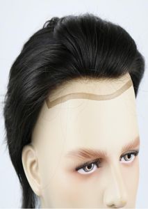 Мужские системы замены волос Toupee 100 Natural Remy Hair Style Мужские парики hairPieces1872619