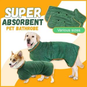 タオルマイクロファイバーペット用のクイック乾燥バスローブ、小さな中犬と大型犬や猫用のバスタオル、ペットの服、VIPコート