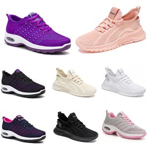 2024 New Men Momen Shoes Mulheres Caminhadas Cornhando sapatos planos Aplica de moda roxa branca preta esportiva confortável bloqueio de cores q83-1 gai