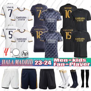 23/24 Bellingham Real Madrids Soccer Jerseys Vini Jr Modric Tchouameni 2023 2024サッカーシャツCamavinga Rodrygo Camisetas Men Kids Kit Uniformsファンプレーヤー