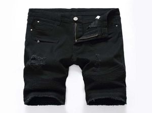 Mens Motorcycle Biker Jeans Short Pants Skinny Slim Ripped Hole Men039s Denim Shorts Men Designer Jeans6645923