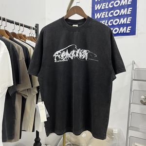 男性用のTシャツコットントップスティーブラックホワイトTシャツ2024SS