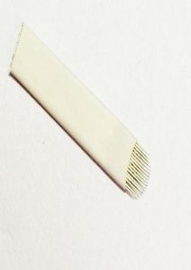 100pcs uシャップ16ニードル恒久的なタトゥーメイクアップ眉毛ブレードタッティング針3Dハンドメイド刺繍マイクロブレード9581616