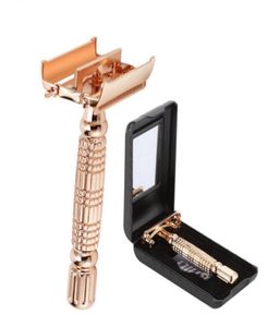 Butterfly Open Classic Double Edge Blade Safety Shaving Razor Shaver Handle Holder Blade Mirror Case8075013