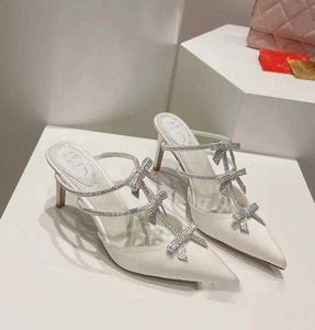 Sandálias de salto alto feminino apontou toe cetim fino 7.5cm salto stiletto sapatos moda volta vazio festa casamento designer sapatos