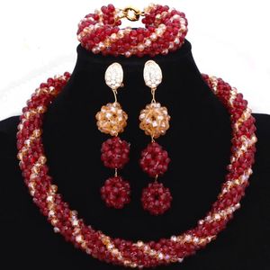 Dudo African Costume Necklace Jewelry Set Crystal Beaded One Layer Wedding Women Bridal Accessories Nigerian Jewellry Sets
