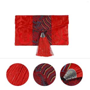 Present wrap tyg rött kuvert tyg etnisk stil kinesiska pengar fickor vårfestival bröllop miss
