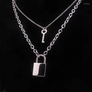 Pendant Necklaces 2024 Stainless Steel Chains Punk Padlock For Women Rock Hiphop Key Lock Necklace Men Chic Gifts