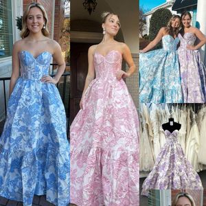 Em estoque Vestidos de ocasião especial Floral Brocade Prom Queen Dress 2K24 Espartilho Metálico Ballgown Longo Pré-adolescente Lady Pageant Formal Eve Dhwqd