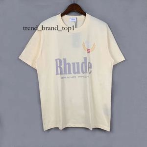 Rhude Shirt Designers Uomo Rhude Ricamo Camicie per l'estate Top da uomo Lettera Polo Camicia da donna Tshirt Abbigliamento Maniche corte Large Plus Size 100% Cotton Tees 9418