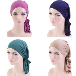 Muslimska kvinnor håravfallshatt turban kemo cancer modal elastisk pirat hatt huvudduk innert motorhuven mössor skallies headwrap new2083