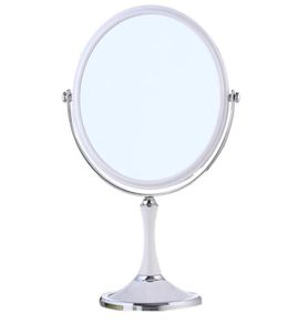 8inch Large European Fashion Dressing Cosmetic Makeup Magnifying Doublesided Table Mirror Elliptical Mirror White8723300