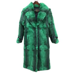 Pele real pele de coelho pele cheia casaco longo mulher casual 2023 outono inverno casaco peludo inverno peludo fofo verde azul branco 2210030