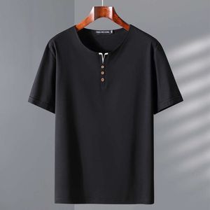 2023 New Oversized Men's Short Sleeved T-Shirt For Summer Youth With Added Fat And Enlarged Half Sleeved Men's Top Button Collar