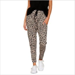 Capris Women Leopard Print Harem Pants Mid Wiast Slim Fit Catchets Pockets calças calças casuais Mujer