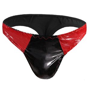 TZY187T MĘŻCZYZNA ZABAWNA BIELNOŚCI Niski talia Faux Leather Thong T-Pants-F1007 516966