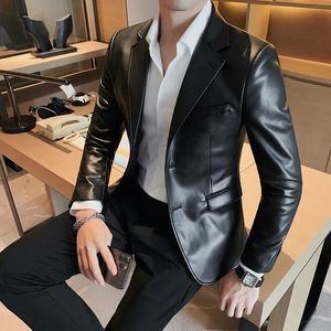 Jesienna zimowa marka odzieży męskie Męskie kurtki skórzane mężczyźni Slim Fit Fashion Casual Skórzane Kurtki/Man Płaszcze S-3XL 240307