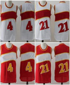 Vintage Jersey Kırmızı Beyaz 4 Webb 44 Pete Dikembe 55 Mutombo Gömlek Kalite Boyutu S3XL Stitched5070119