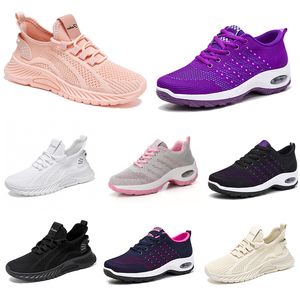 Новая мужская женская обувь Походная обувь для бега на плоской подошве с мягкой подошвой модная фиолетовая, белая, черная, удобная спортивная с блокировкой цветов Q88 Тенденции GAI