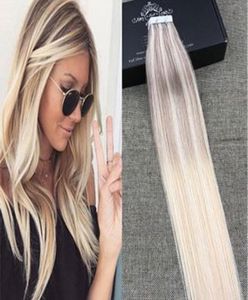 Balayage färg 16 24 tum limhud weft pu tejp i mänskliga hårförlängningar brasiliansk remy hår till USA6502384