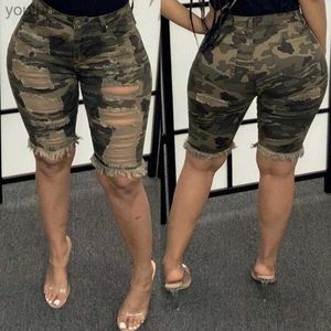 Women's Jeans Womens Jeans Ripped Camouflage Jeans Sexy Women High Waist Denim Casual Shorts Jeans Camouflage Straight Shorts 240304