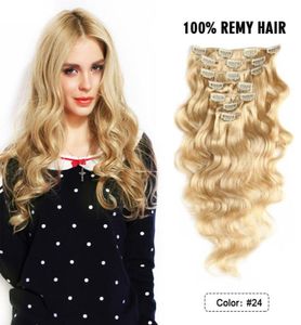 Grade 8AHuman clip in hair extensions 18inch 150g clipin human hair extensions body wave color 49961702