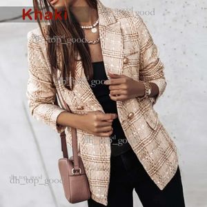 Women's Blazer Double-breasted Printed Blazer Fashion Slim Long Sleeveoff white