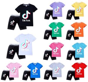 Tik Tok Kids Tshirt 바지 2 곡의 면화 편안한 통기성 짧은 소매 어린이 의류 어린이 039S 반바지 TI7935865