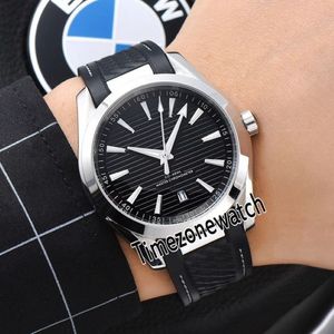 New 41mm AQUA TERRA 150m 220 12 41 21 01 001 Black Texture Dial Automatic Mens Watch Steel Black Rubber White Line Watches Timezon263O