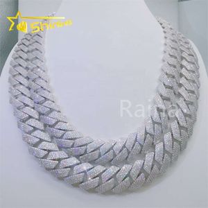 Iced Out Fashion Jewelry VVS Moissanite Necklace 925 Sterling Silver 18mm Diamond Cuban Link Chain