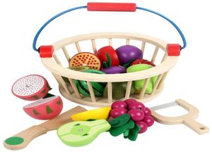 Mãe Jardim Cesta De Madeira Brinquedos de Cozinha Crianças Cortando Frutas Legumes Brincar Comida Em Miniatura Crianças Bebê Cedo Educacional Jogar Pre7658415