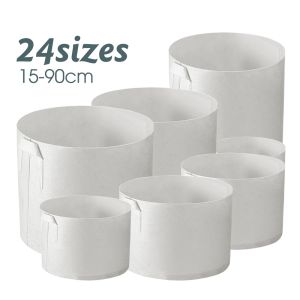 Kits Muciakie 24 tamanhos branco tecido econômico crescer sacos aeração pote não tecido controle de raiz planta recipiente bolsa casa jardim plantio