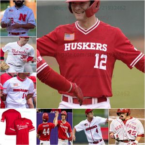 Maglie da baseball personalizzate Nebraska Cornhuskers uomo donna gioventù tutte cucite MCKINLEY MALECHA MYA FELDER BILLIE ANDREWS SYDNEY GRIGIO rosso