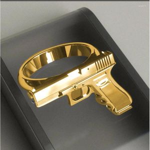 Cluster Rings Exquisite Gun Imitation Ring Punk Alloy Style Polishing Motorcycle Cowboy Biker Cool Party Weeding Jewelry For Men Women