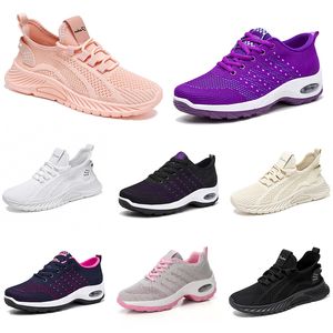 2024 Yeni Erkek Kadın Ayakkabı Yürüyüşü Düz Ayakkabılar Yumuşak Ayak Moda Mor Beyaz Siyah Konforlu Spor Renkleri Engelleme Q96 Gai