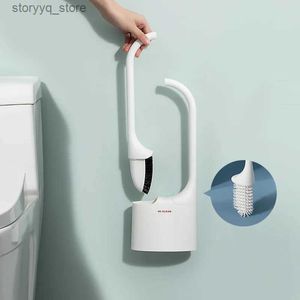 Cleaning Brushes Luxury Toilet Brush And Plunger Holder Set Silicone Wall Mounted Cleaning WC Brushes Bathroom Utensils Decoration AccessoriesL240304