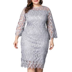 Dress Cocktail Dress Women's Floral Lace Crew Neck Wedding Guest Dresses Cocktail Party Dresses Dropship