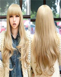 Woodfestival Women Wig With Bangs Long Curly Blonde Wigs Natural Heat Resistant Syntetic Fiber Hair Wavy Fashion3173305