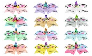 7インチ12色の子供のユニコーンブロンズフリップスパンコールdovetail bow hair bands8100370