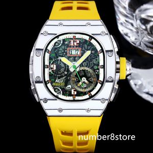 RM62-01 Vibrating Alarm ACJ Mens Watch Carbon Fibres Oversize Date Automatic Sapphire Crystal Luxury Wristwatch Water Resistance 10 Colors