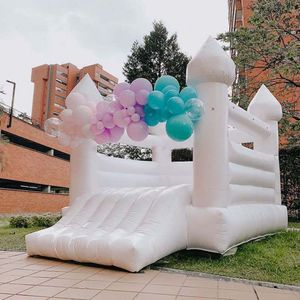 wholesale 3x3m (10x10ft) commercial Inflatable white bounce house toddler amusement park white mini bouncy castle for kids with blower free ship to your door