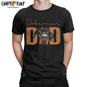 T-shirt da uomo Uomo Doberman Papà Cane T-shirt Animale da compagnia Oversize in puro cotone Abbigliamento Novità Manica corta Girocollo T-shirt Idea regalo L240304