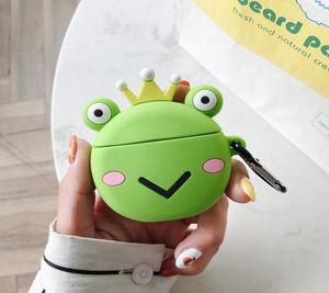 För AirPods Apple Case Bluetooth Earphone Silicone Case Wireless Charging Box Case for AirPods 1 2 hörlurar Cartoon Green 3D FRO6680848