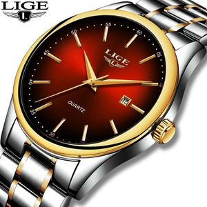 2020 LIGE Simple Fashion Red Wristwatch Mens Watches Top Waterproof Quartz Watch For Men Sport Clock Montre Homme1297M