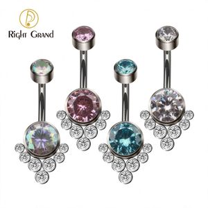 Right Grand ASTM F136 14G Cubic Zirconia Internally Thread Curved Barbell Eyebrow Tragus Ring Piercing Jewelry 240228
