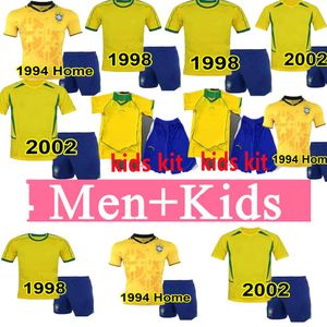 KIDS KIT 1994 1998 2002 2004 Maglie da calcio Brasil camicie retrò Carlos Romario Ronaldo Ronaldinho Camisa de Futebol Brasile rivaldo Adriano