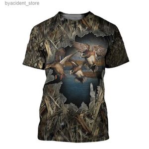 Herr t-shirts sommar casual mens t-shirt djungel kamouflage 3d tryckt t-shirt anka jakt roligt mode harajuku toppar l240304